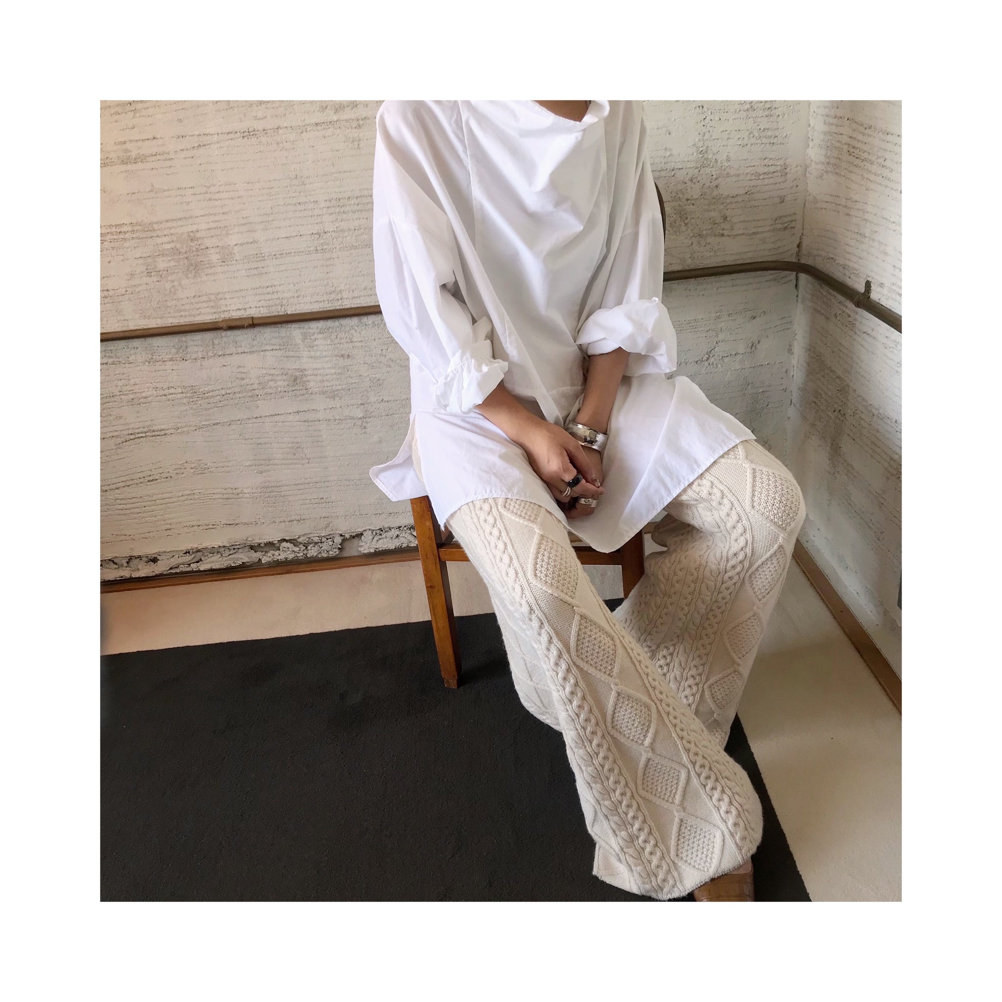 wool cable knit pants