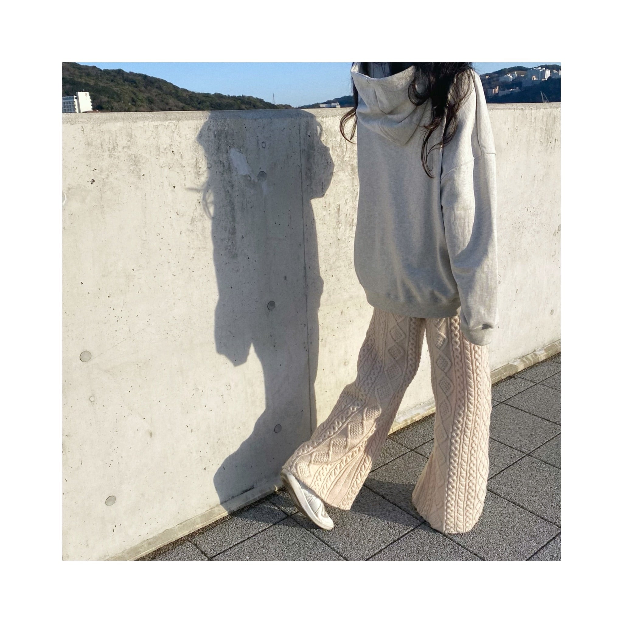 wool cable knit pants