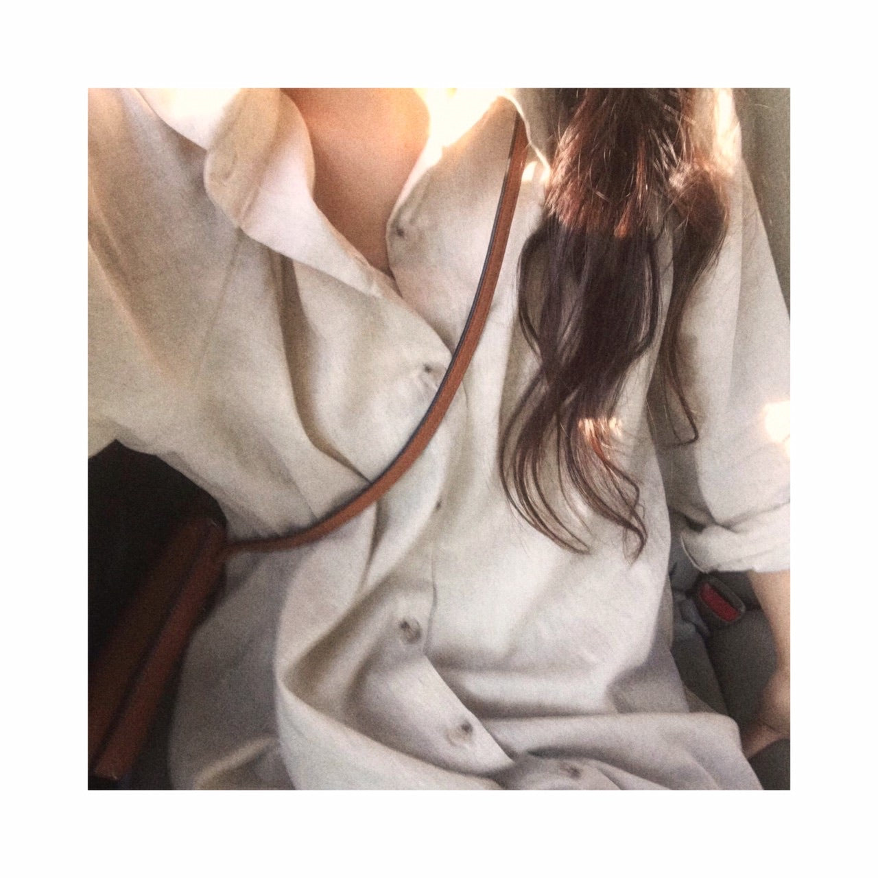 ORIGINAL linen long highneck shirtop